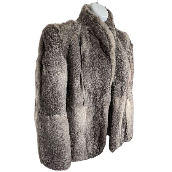 ADA Vintage Color Gray 100% Dyed Rabbit Fur Jacket Coat Size M - Picture 2 of 8
